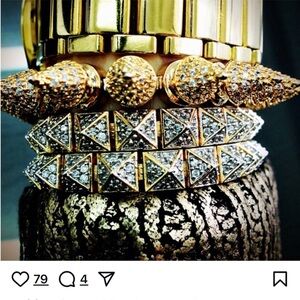 nOir jewelry collection of NYC goldtone Beki 3 spike ring size 8